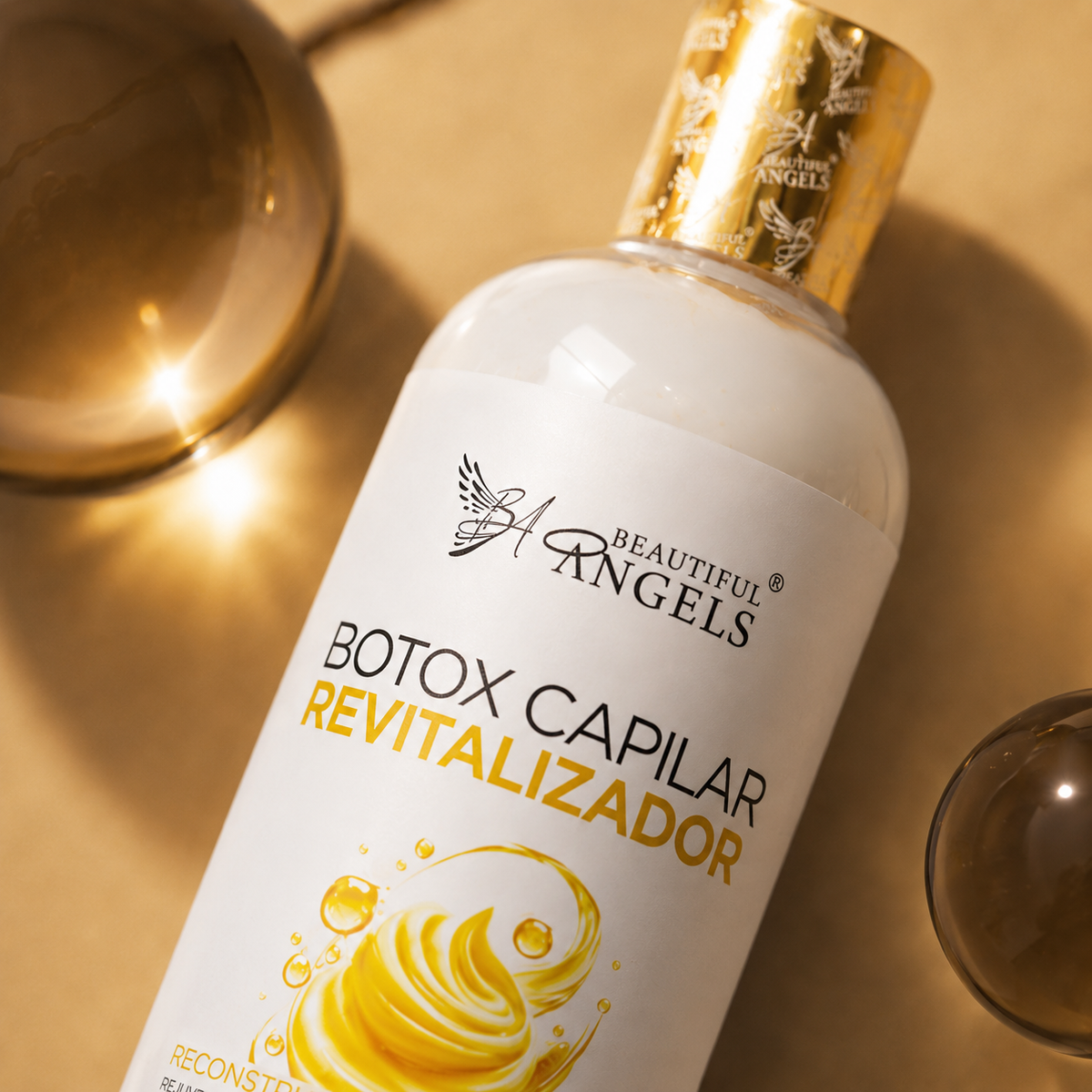 Botox Capilar Revitalizador Beautiful Angels:Refuerza la fibra capilar, aporta brillo radiante y textura suave al tacto para todo tipo de cabello, desde los más finos hasta los más dañados