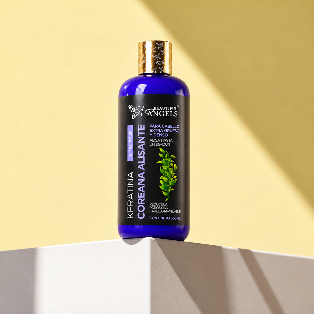 Keratina Coreana Gold Beautiful Angels 1L Alisado Coreano Premium para cabello Ultra Grueso, Rizado y Afro