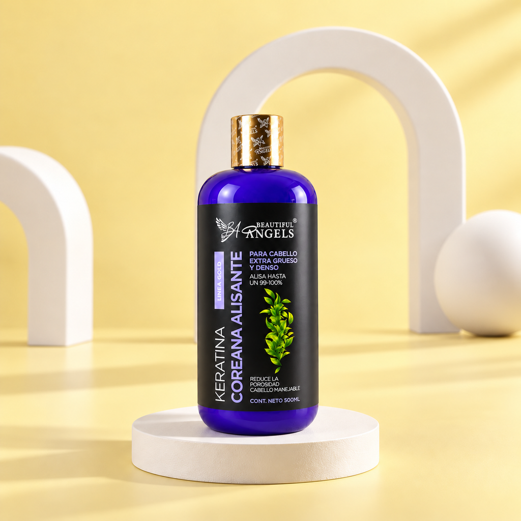 Keratina Coreana Gold Beautiful Angels 1L Alisado Coreano Premium para cabello Ultra Grueso, Rizado y Afro
