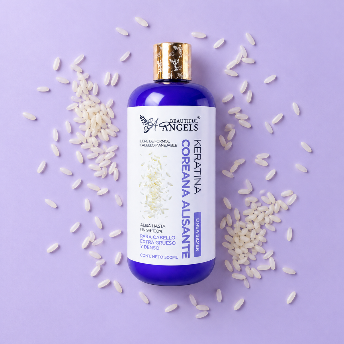 Keratina Coreana Silver Beautiful Angels 1L Alisado Coreano Premium para cabello Ultra Grueso, Rizado y Afro