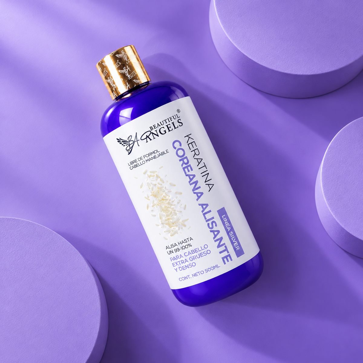 Keratina Coreana Silver Beautiful Angels 1L Alisado Coreano Premium para cabello Ultra Grueso, Rizado y Afro