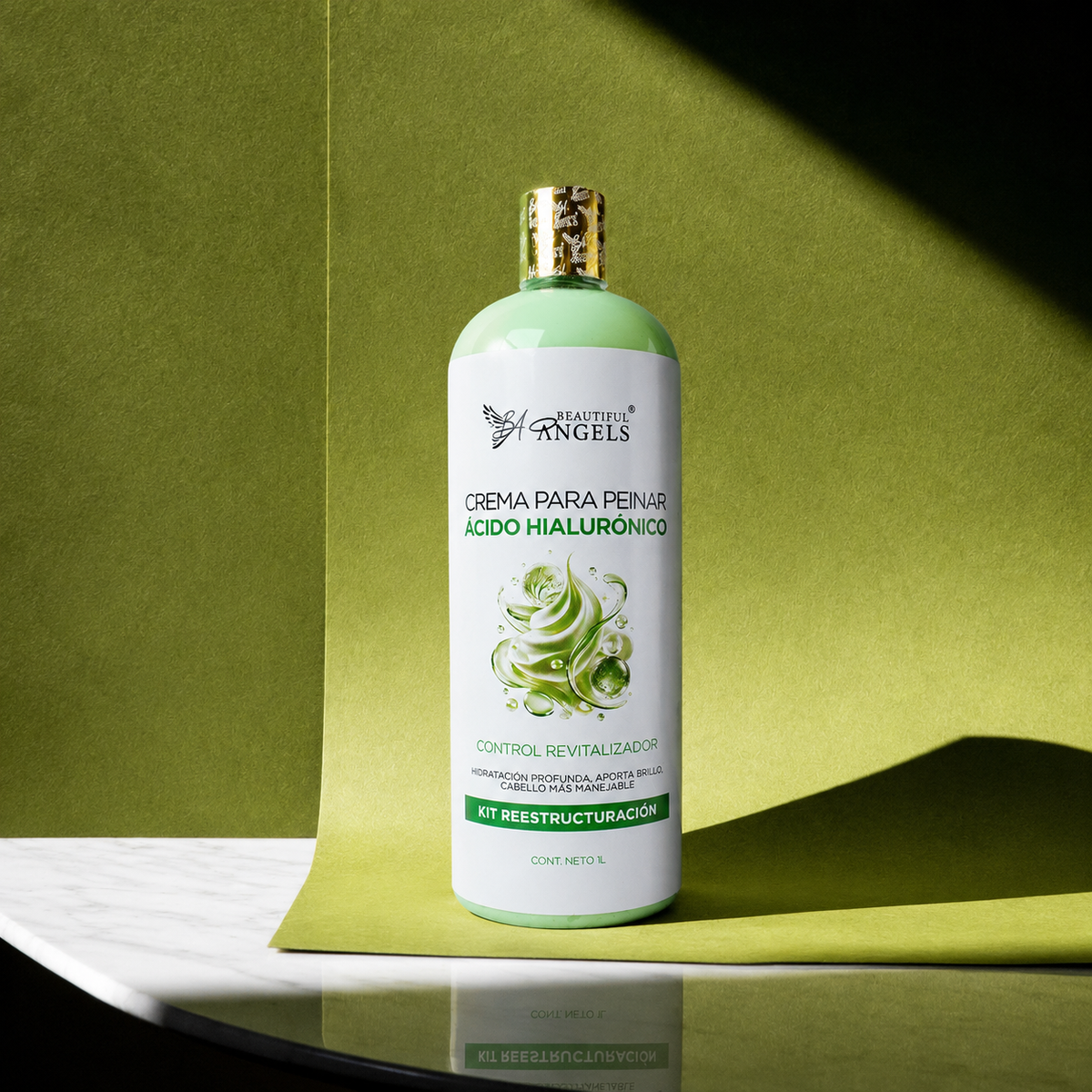 Crema para Peinar con Ácido Hialurónico Beautiful Angels: Ácido Hialurónico que Retiene la Humedad, Cabello Hidratado, Saludable y Fácil de Peinar, Acabado Ligero, Sedoso y con Brillo Natural