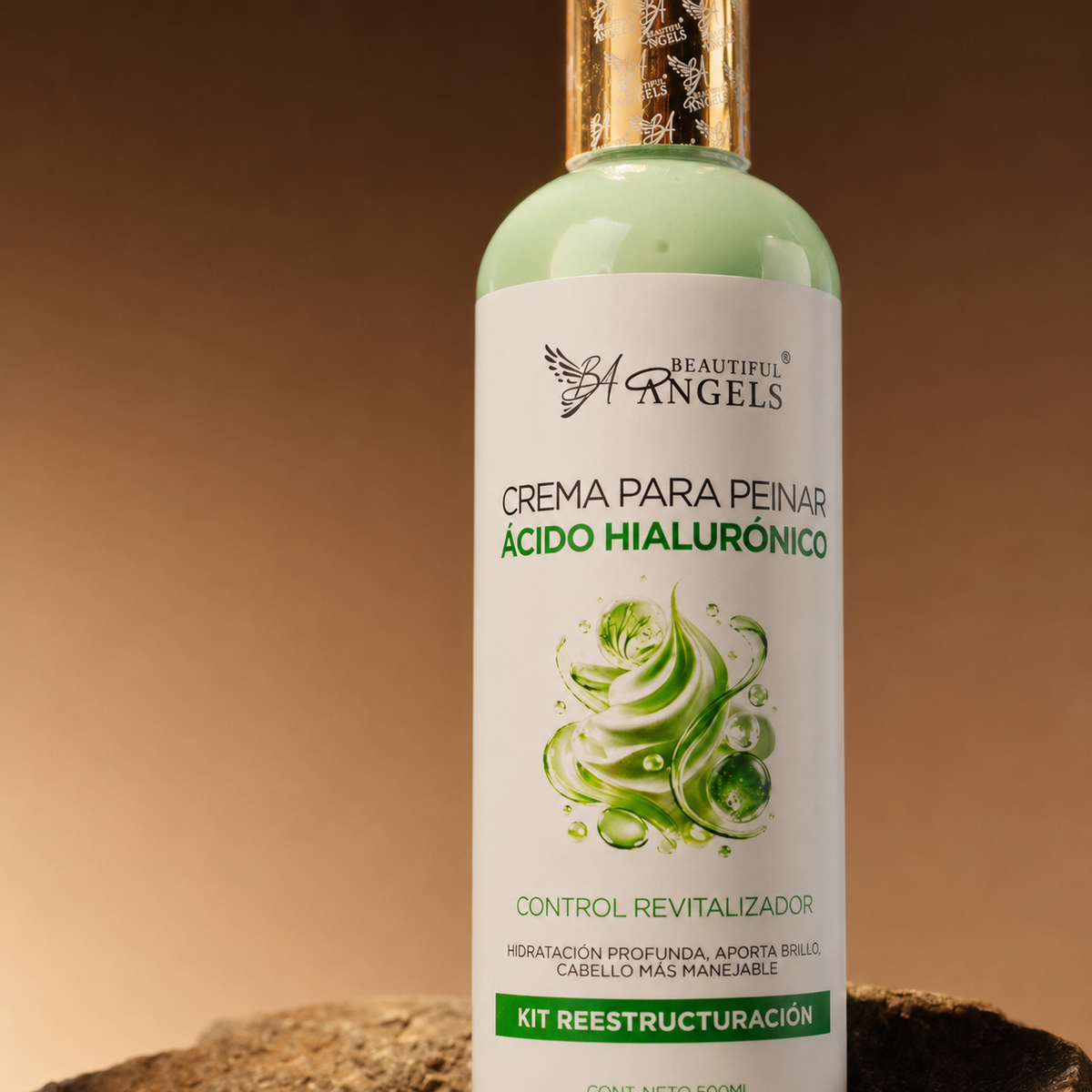 Crema para Peinar con Ácido Hialurónico Beautiful Angels: Ácido Hialurónico que Retiene la Humedad, Cabello Hidratado, Saludable y Fácil de Peinar, Acabado Ligero, Sedoso y con Brillo Natural