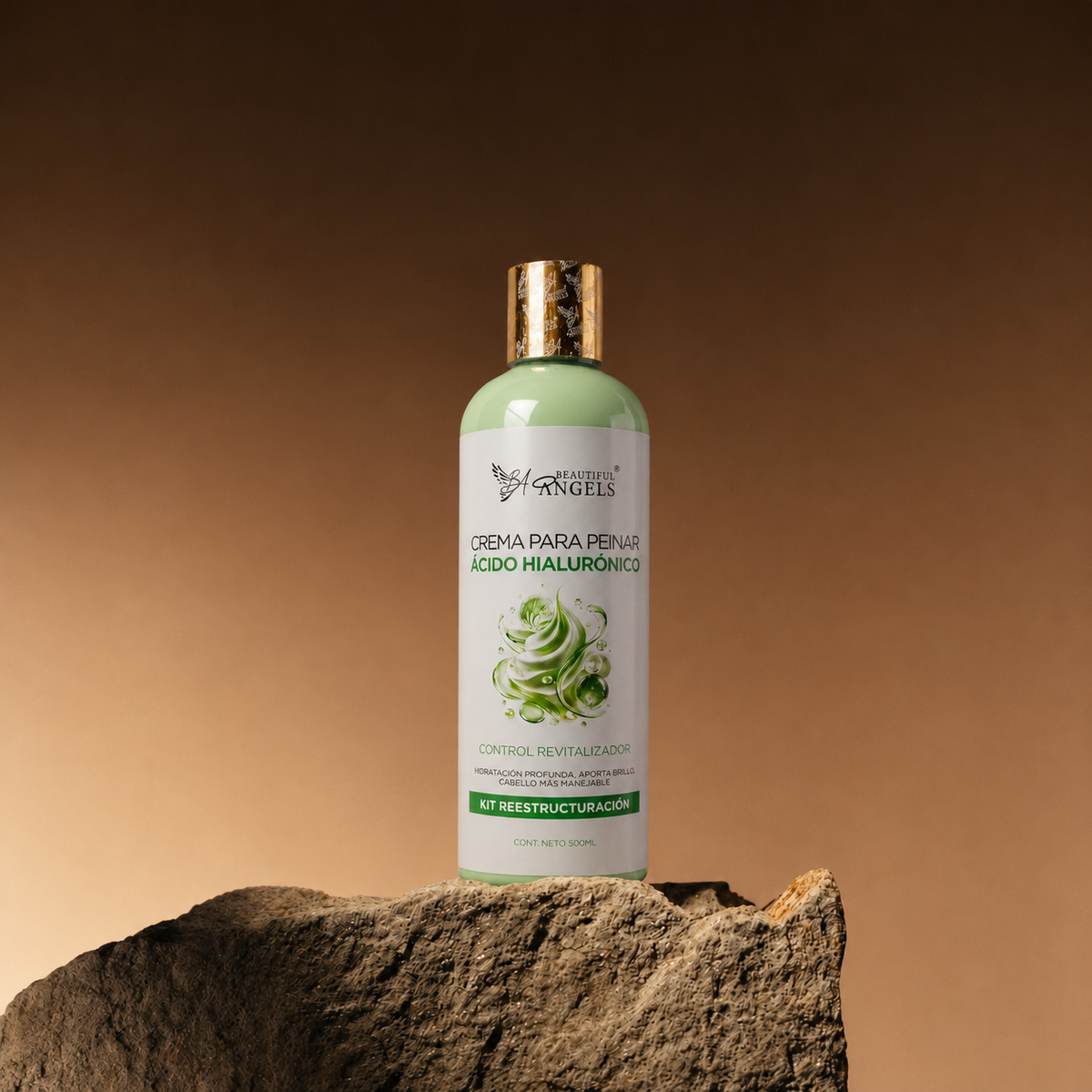 Crema para Peinar con Ácido Hialurónico Beautiful Angels: Ácido Hialurónico que Retiene la Humedad, Cabello Hidratado, Saludable y Fácil de Peinar, Acabado Ligero, Sedoso y con Brillo Natural
