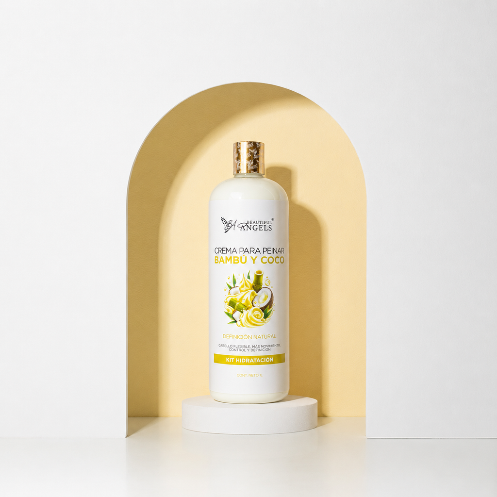 Crema para Peinar Bambú y Coco: Nutrición Profunda, Control y Definición del Estilo, con Textura Ligera y Acabado Sedoso Sin Residuos