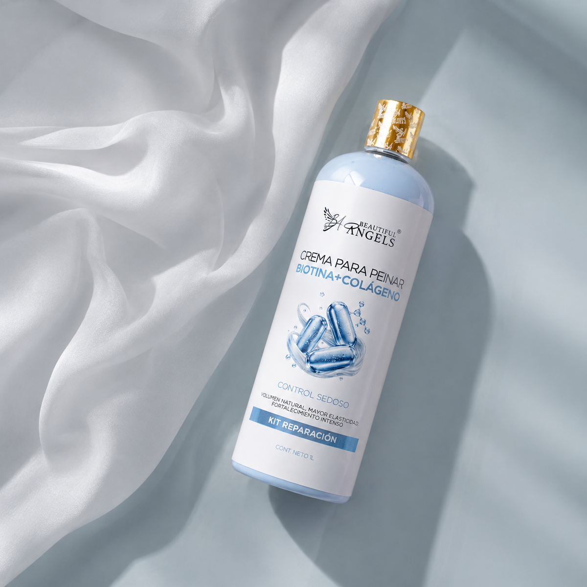 Crema Capilar Biotina + Colágeno Beautiful Angels: Fortalecimiento y Volumen para Cabello Fino, con Elasticidad, Cuerpo y Brillo Natural