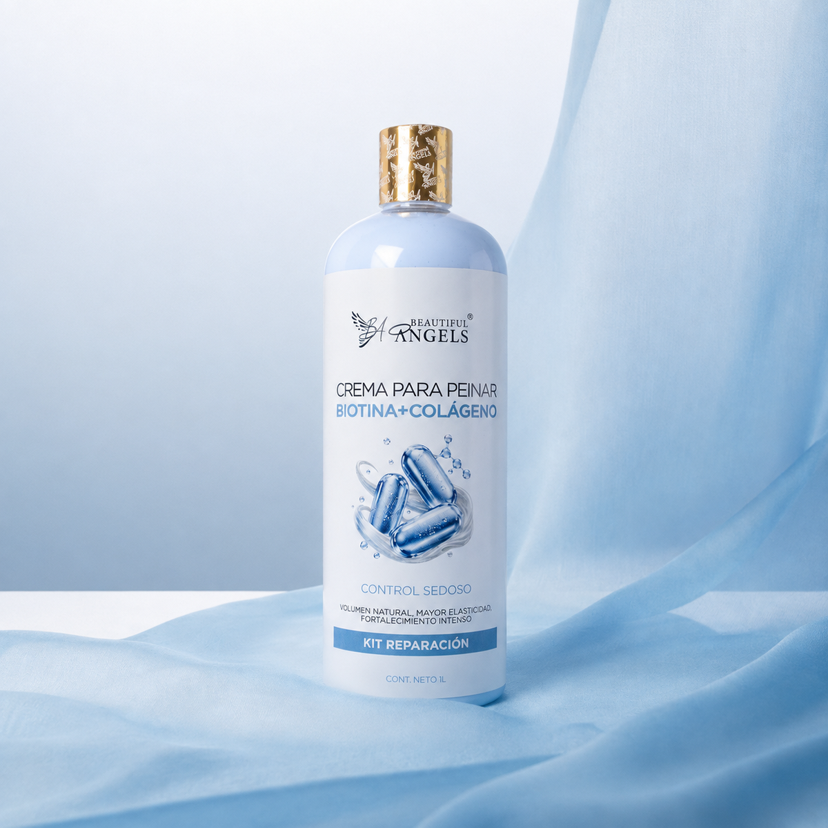 Crema Capilar Biotina + Colágeno Beautiful Angels: Fortalecimiento y Volumen para Cabello Fino, con Elasticidad, Cuerpo y Brillo Natural