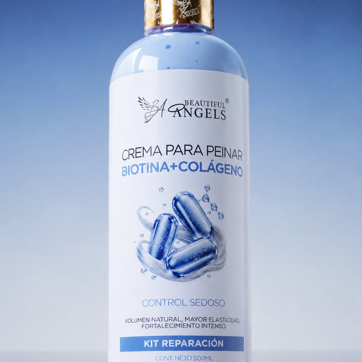 Crema Capilar Biotina + Colágeno Beautiful Angels: Fortalecimiento y Volumen para Cabello Fino, con Elasticidad, Cuerpo y Brillo Natural