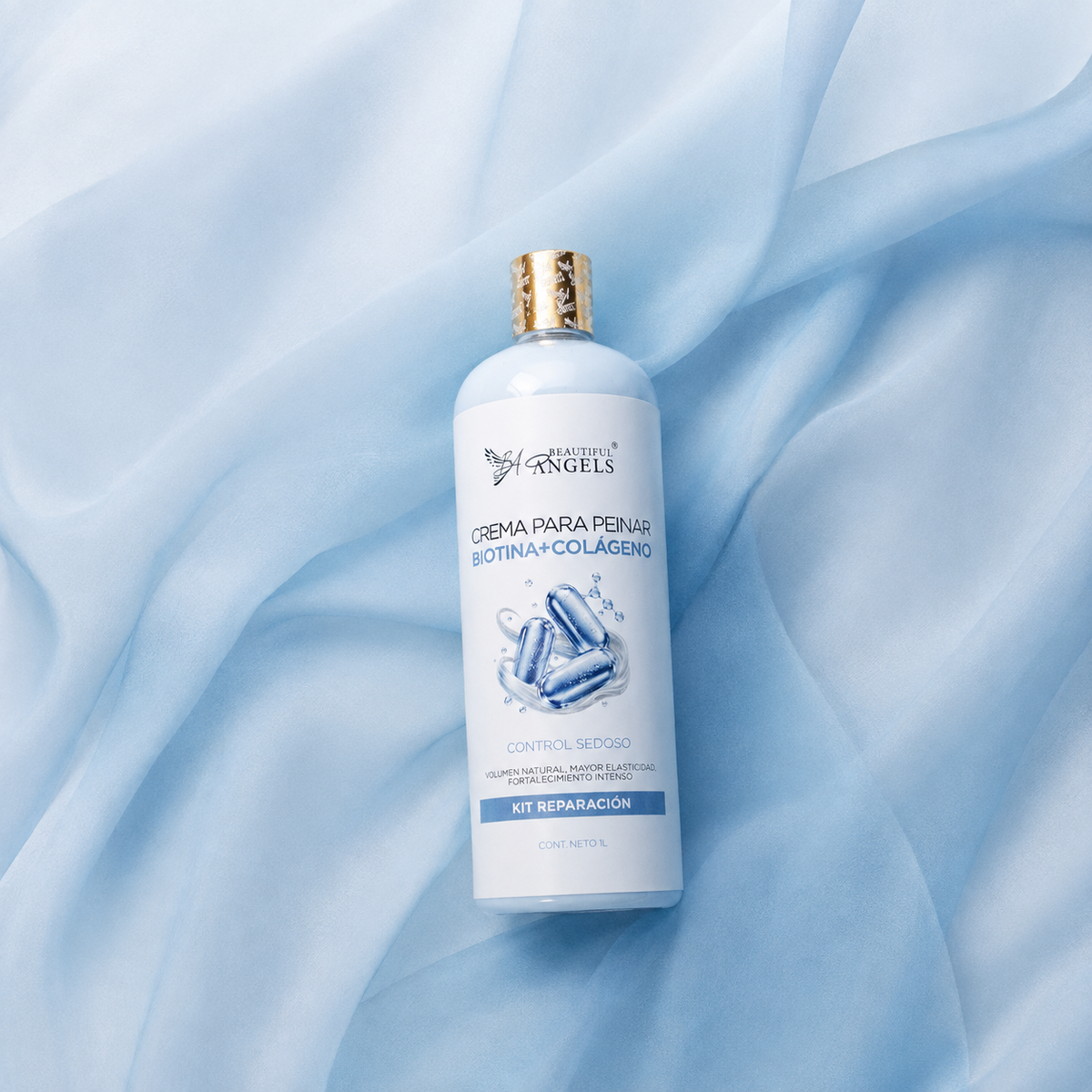 Crema Capilar Biotina + Colágeno Beautiful Angels: Fortalecimiento y Volumen para Cabello Fino, con Elasticidad, Cuerpo y Brillo Natural