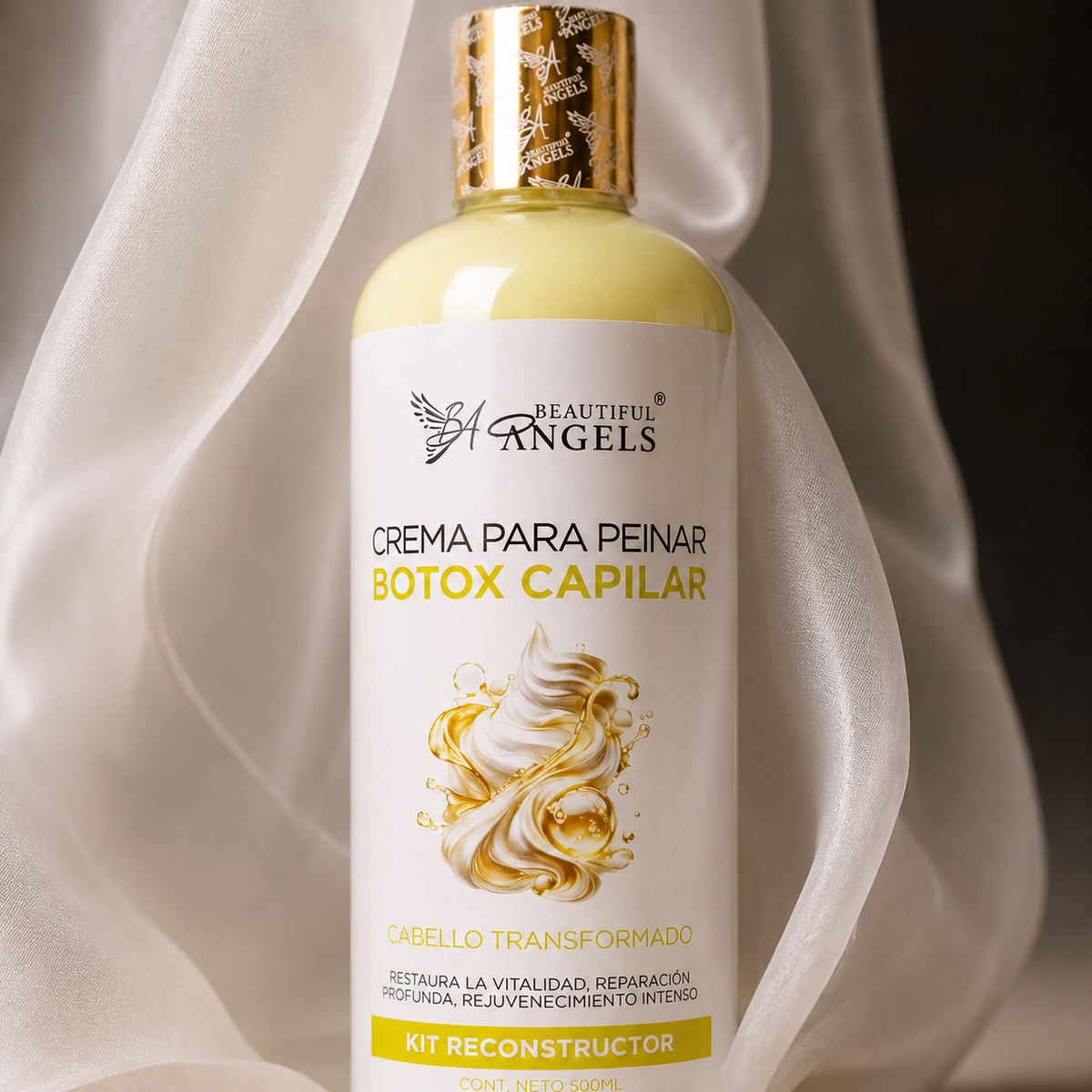 Crema Capilar con Botox Beautiful Angels: Reparación Profunda y Rejuvenecimiento Intenso, con Acabado Sedoso, Brillo Radiante y Control del Frizz para un Cabello Visiblemente saludable, Suave y Manejable