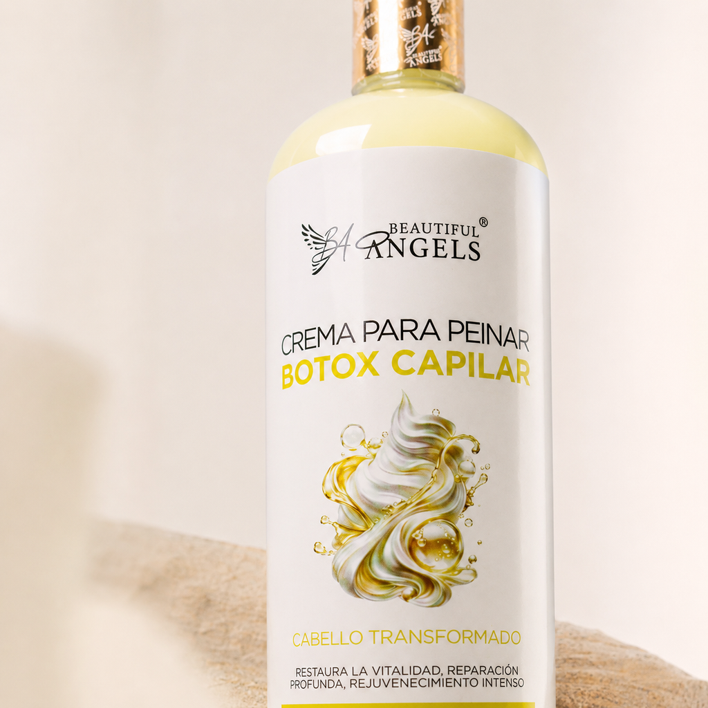 Crema Capilar con Botox Beautiful Angels: Reparación Profunda y Rejuvenecimiento Intenso, con Acabado Sedoso, Brillo Radiante y Control del Frizz para un Cabello Visiblemente saludable, Suave y Manejable