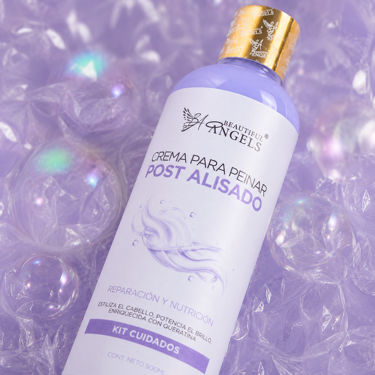 Crema para Peinar Post Alisado Beautiful Angels: Prolonga la Durabilidad y Perfección de tu Alisado, Acción Suavizante que Deja el Cabello Manejable y sin Enrredos, Aporta un Brillo Radiante en Cada Movimiento