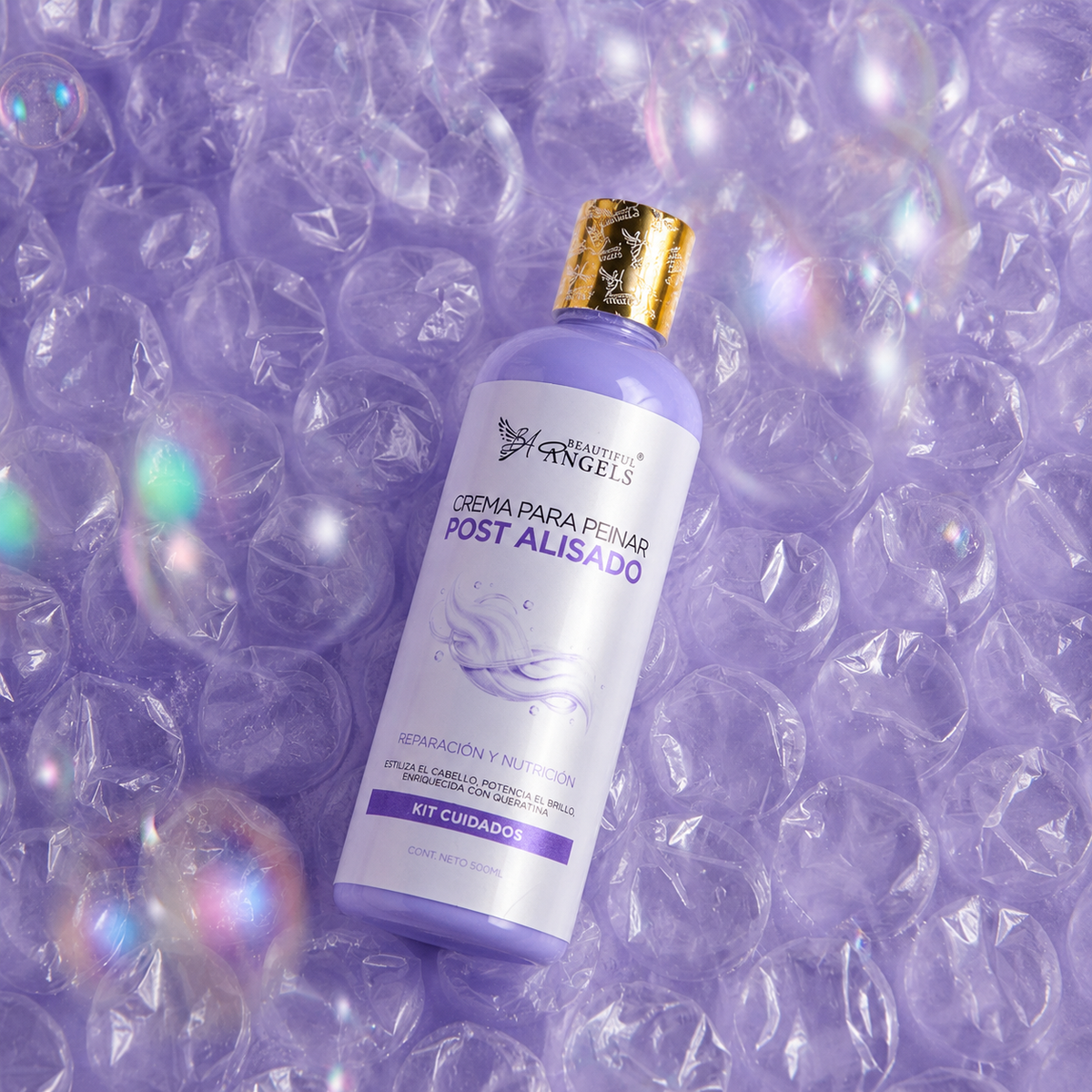 Crema para Peinar Post Alisado Beautiful Angels: Prolonga la Durabilidad y Perfección de tu Alisado, Acción Suavizante que Deja el Cabello Manejable y sin Enrredos, Aporta un Brillo Radiante en Cada Movimiento