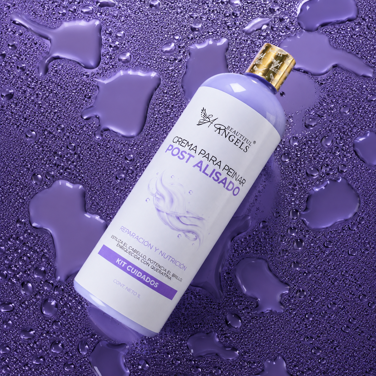 Crema para Peinar Post Alisado Beautiful Angels: Prolonga la Durabilidad y Perfección de tu Alisado, Acción Suavizante que Deja el Cabello Manejable y sin Enrredos, Aporta un Brillo Radiante en Cada Movimiento