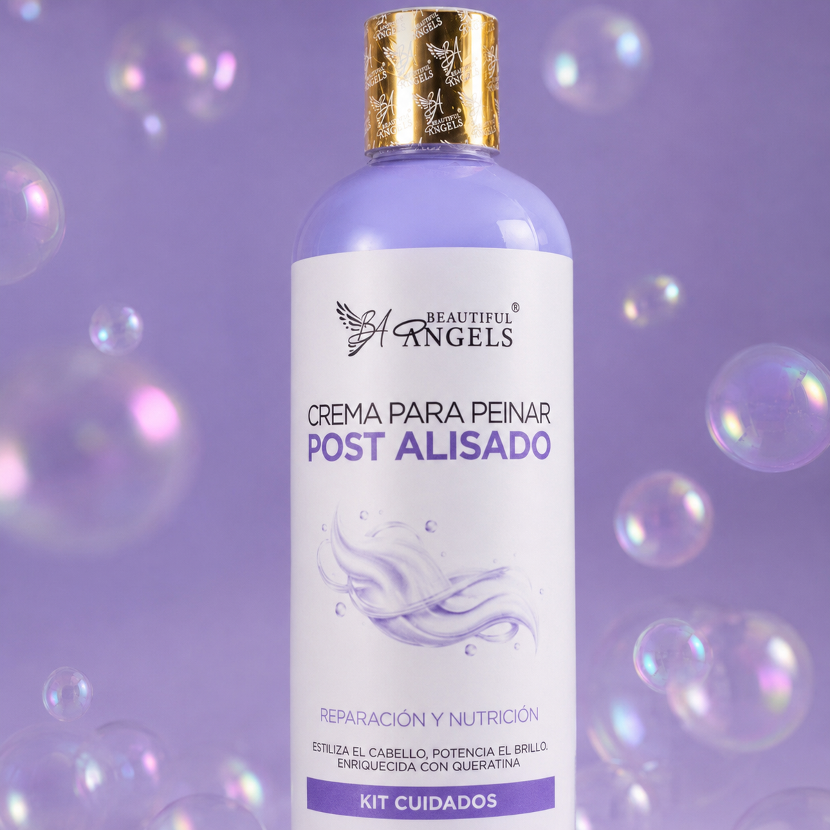 Crema para Peinar Post Alisado Beautiful Angels: Prolonga la Durabilidad y Perfección de tu Alisado, Acción Suavizante que Deja el Cabello Manejable y sin Enrredos, Aporta un Brillo Radiante en Cada Movimiento
