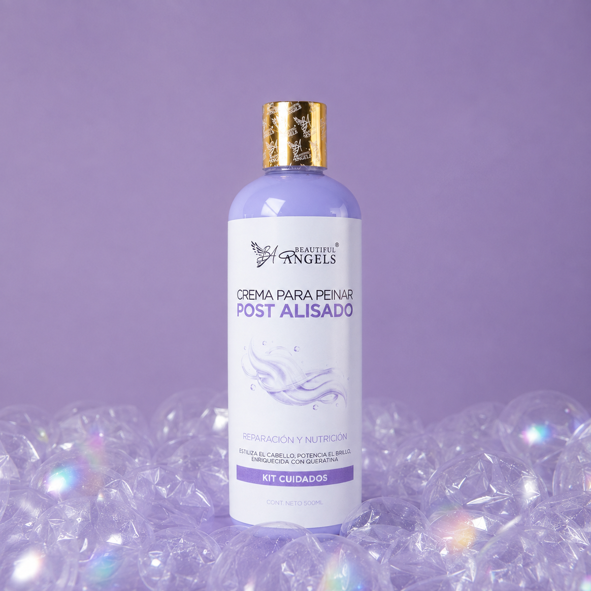 Crema para Peinar Post Alisado Beautiful Angels: Prolonga la Durabilidad y Perfección de tu Alisado, Acción Suavizante que Deja el Cabello Manejable y sin Enrredos, Aporta un Brillo Radiante en Cada Movimiento
