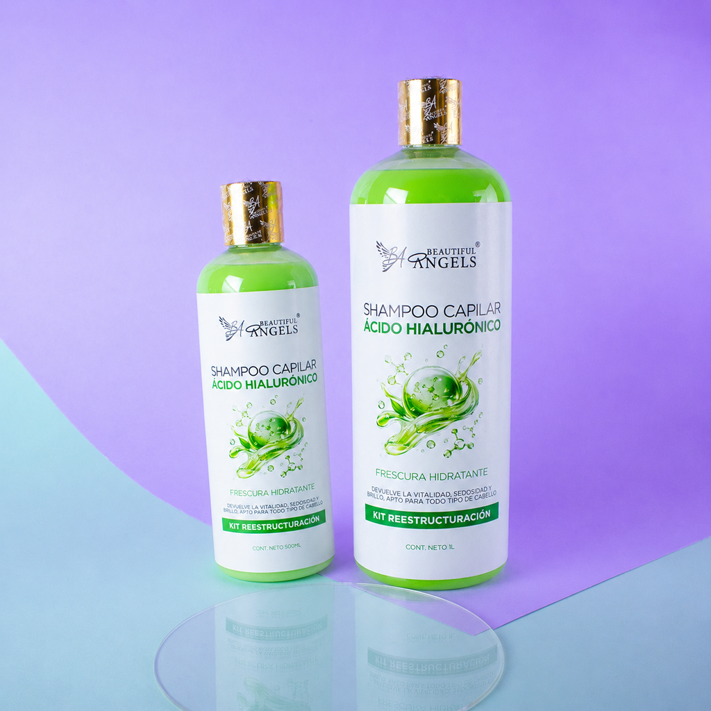 Shampoo con Ácido Hialurónico Beautiful Angels: Hidratación Profunda, Fortaleza desde la Raíz, Prevención de Caída y Cabello Lleno de Vida