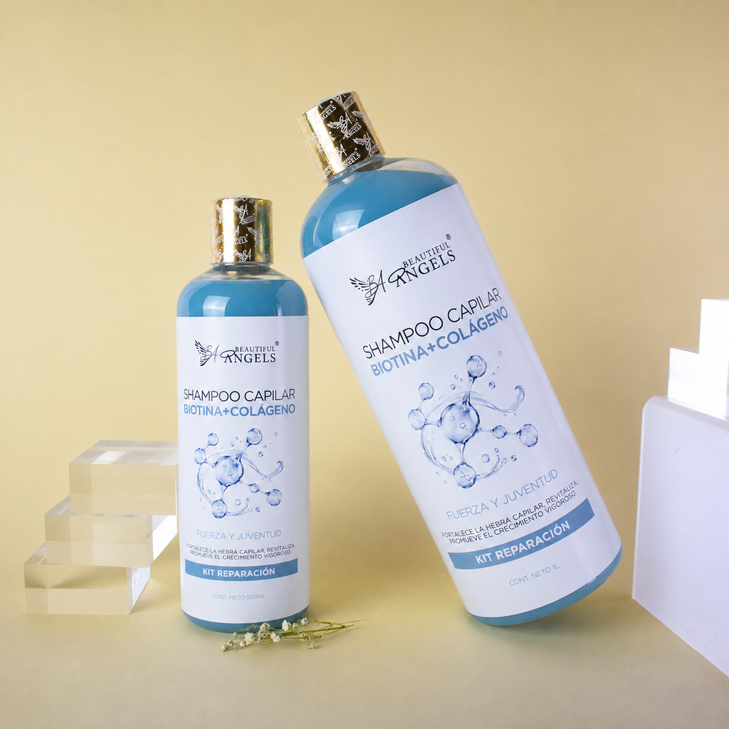 Shampoo Colágeno y Biotina Beautiful Angels: Fortalece la Fibra Capilar, Aumenta Volumen y Densidad, Cabello más Grueso y Resistente