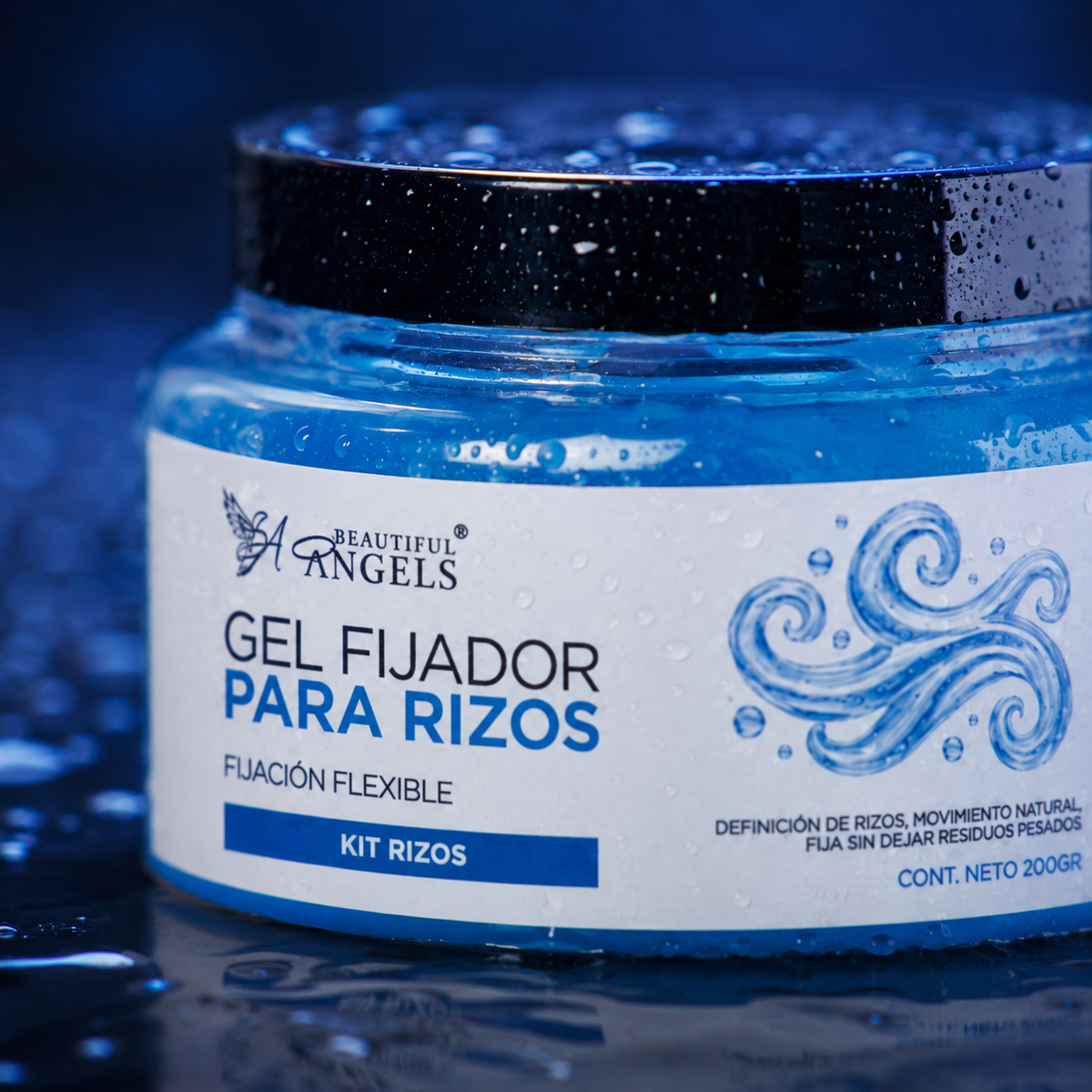 Gel de Fijación para Rizos 200Gr   Beautiful Angels: Definición Natural y Nutrición para Rizos, Acabado Ligero sin Residuos y un Aroma Fresco