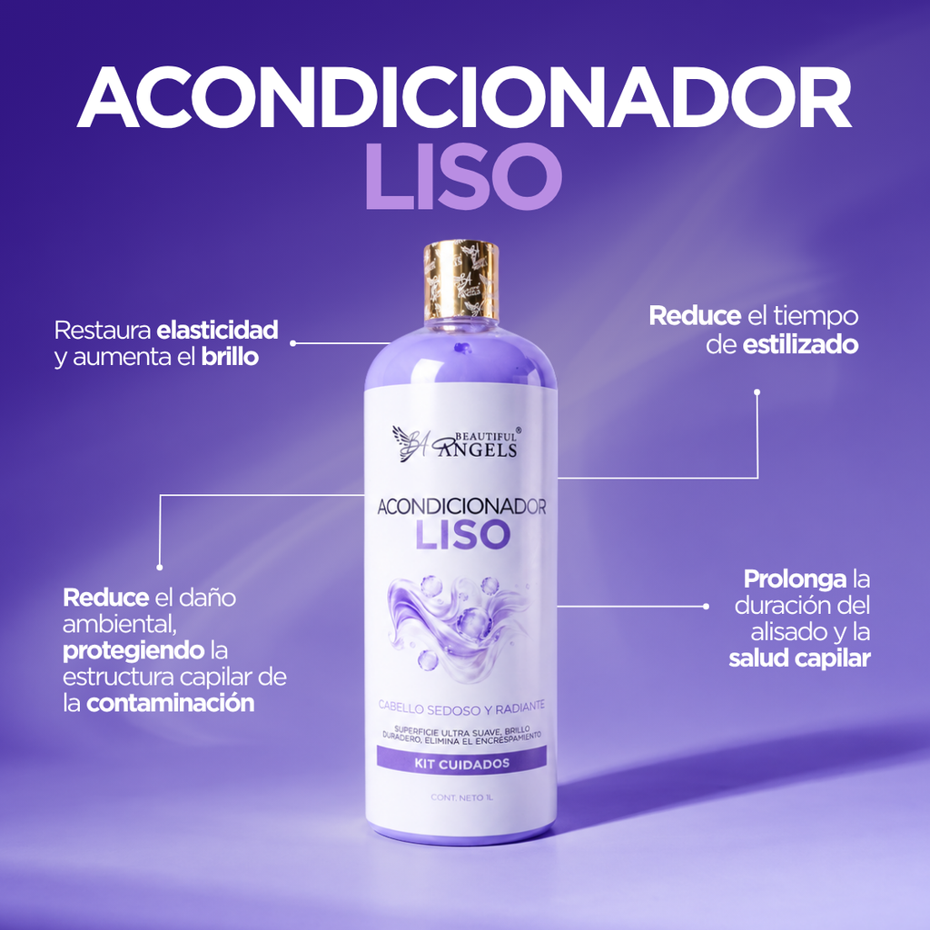 Kit Liso Completo 1lt Beautiful Angels: Cabello Liso, Sedoso y Brillante, Hidratación Profunda y Protección contra el Frizz — El Tratamiento Integral para tu Alisado