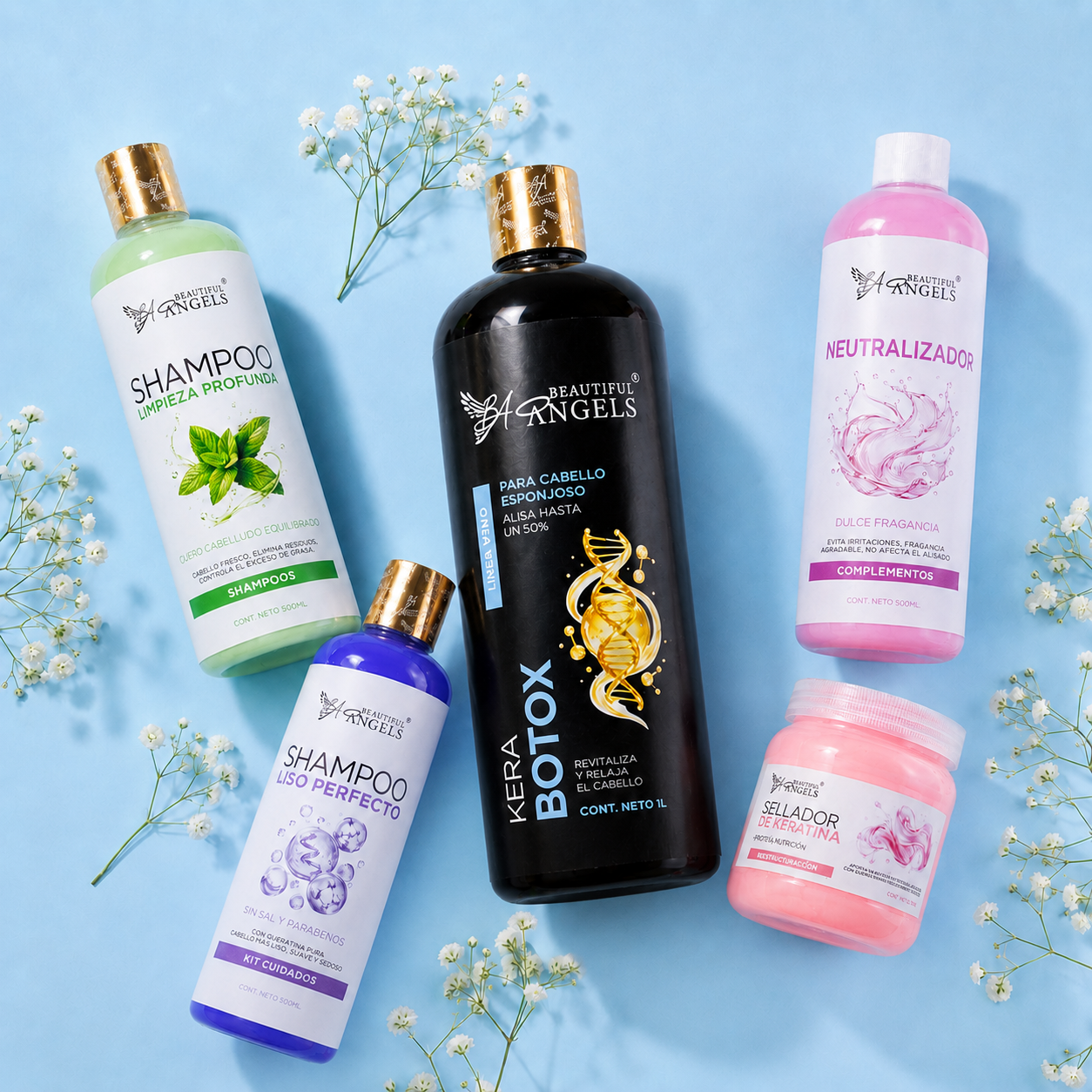 Kit Kerabotox Gold 1L + Shampoo Limpieza Profunda 500ML + Shampoo Liso Perfecto 500ML + Neutralizador 500ML + Sellador de Keratina 250ML