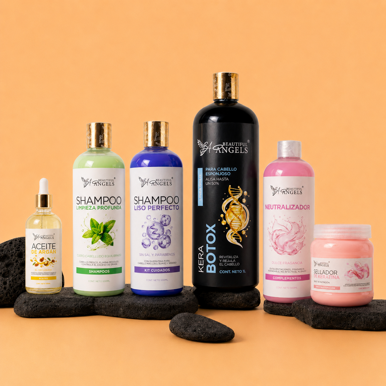 Kit Kerabotox Gold 1L+ Shampoo Limpieza Profunda 500ML + Shampoo Liso Perfecto 500ML + Neutralizador 500ML + Sellador de Keratina 250ML+ Aceite de Argán 100ML