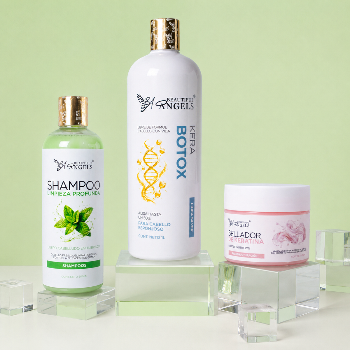 Kit KeraBotox Silver 1L +Shampoo Limpieza Profunda 500ML + Sellador de Keratina 250ML