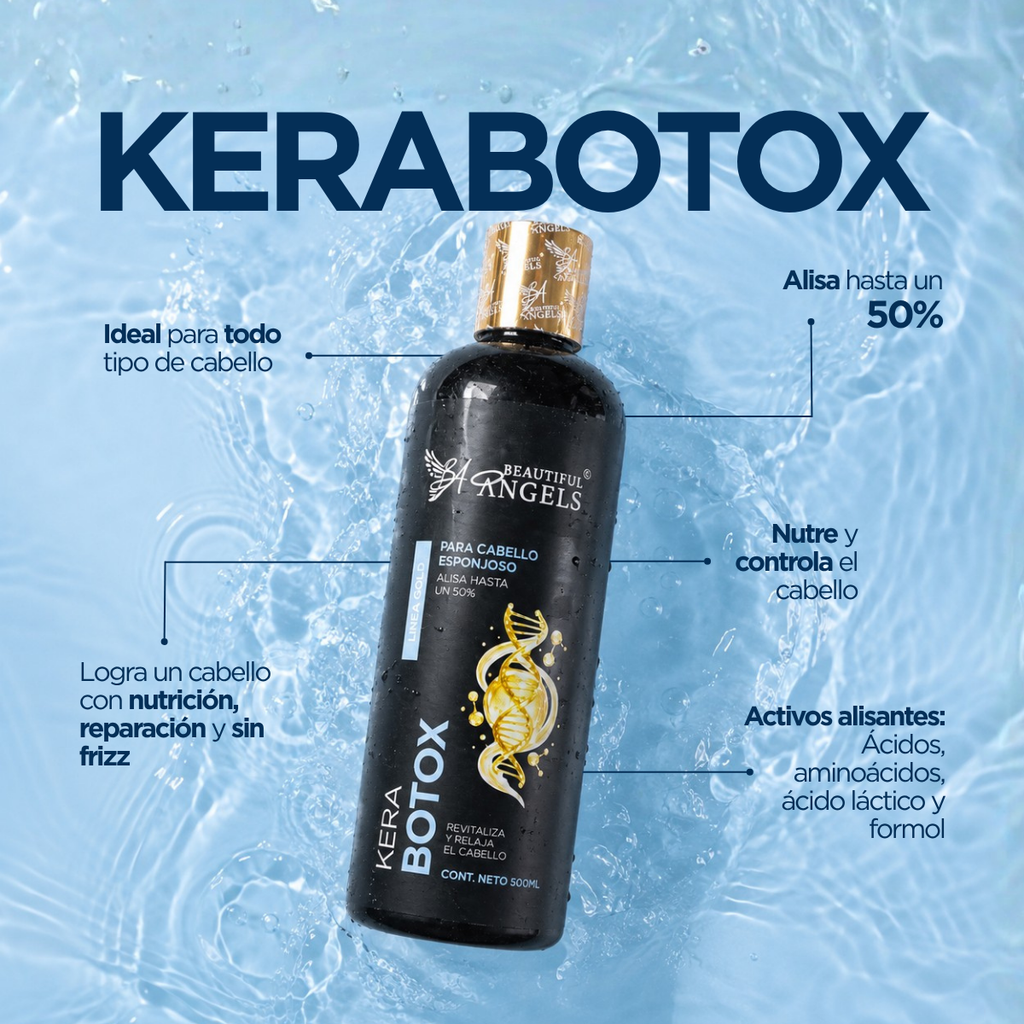 Kit Básico de KeraBotox-Beautiful Angels Gold 500ml-Tratamiento Nutritivo, Fibra Capilar, Elasticidad y Vitalidad, con Botox Capilar
