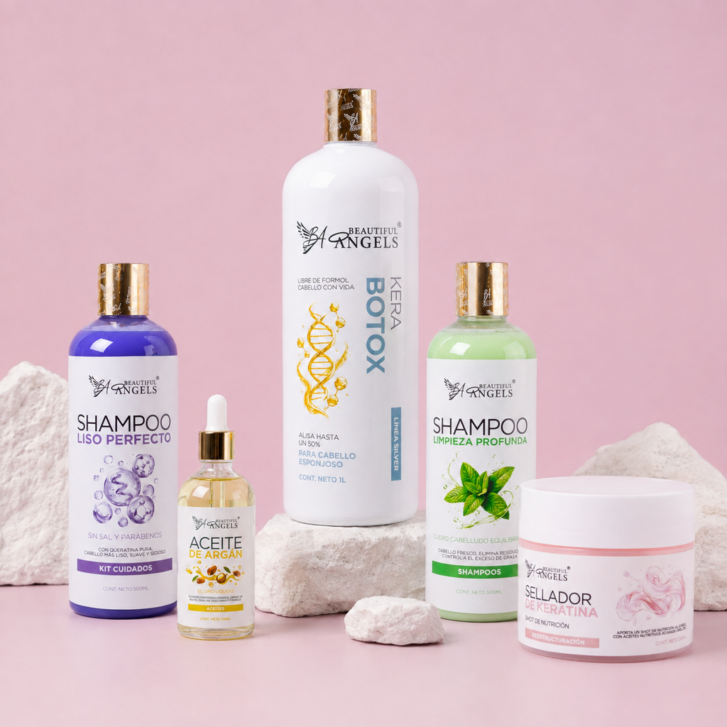 Kit Basico KeraBotox Silver de Beautiful Angels Hasta 50% de alisado · Cabello más suave, hidratado y manejable
