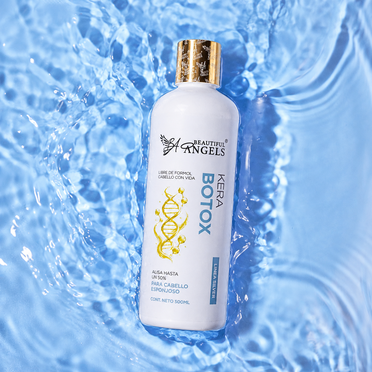 Kit Básico KeraBotox Silver 500 ml – Beautiful Angels – Cabello más Suave, Hidratado y Manejable, Apto para Todo Tipo de Cabello con Lavado Inmediato