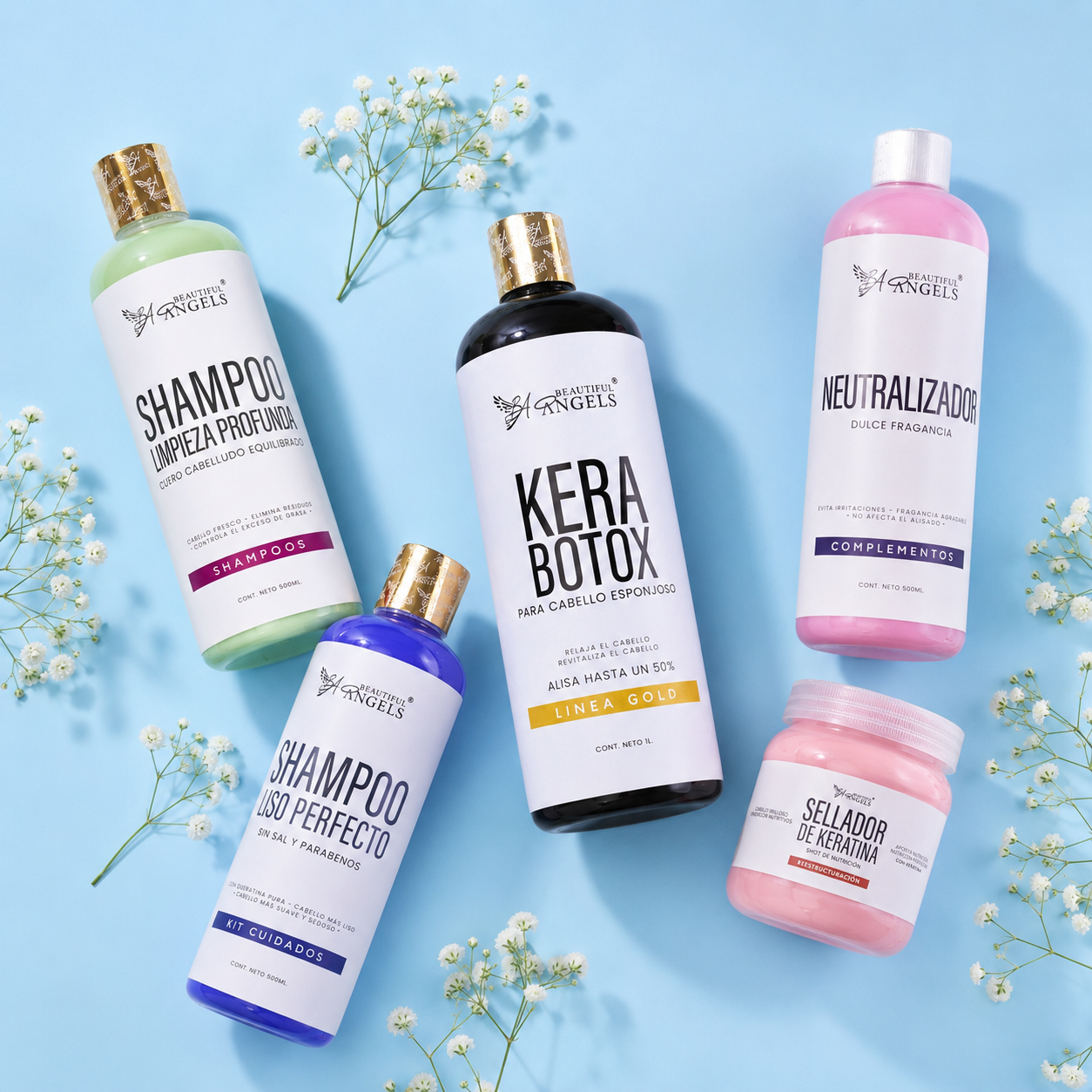 Kit Kerabotox Gold + Shampoo Limpieza Profunda + Shampoo Liso Perfecto + Neutralizador + Sellador de Keratina: Prepara, transforma, sella y prolonga un cabello más suave, brillante y sin frizz.