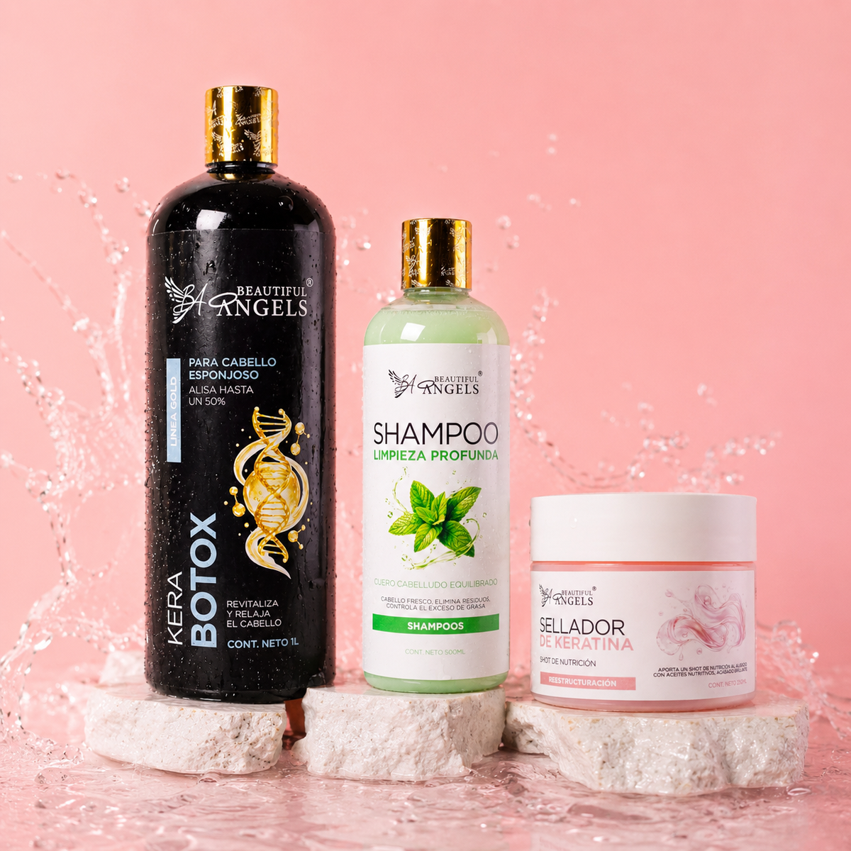 kit kerabotox gold 1l+ shampoo limpieza profunda 500ml + sellador 250ml