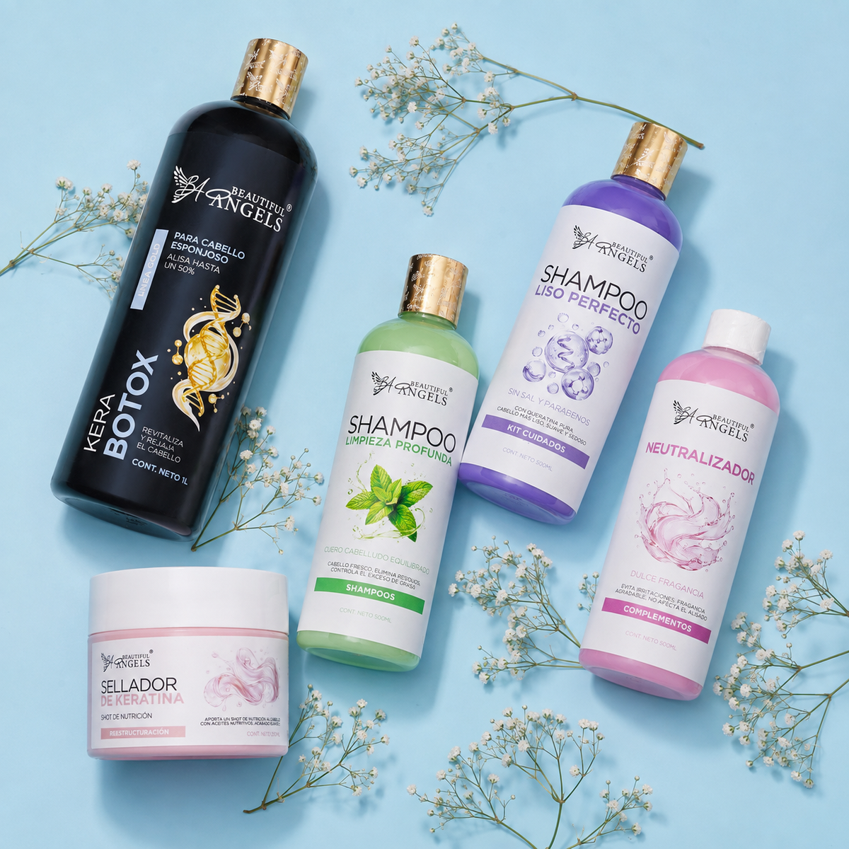 Kit Kerabotox Gold 1L + Shampoo Limpieza Profunda 500ML + Shampoo Liso Perfecto 500ML + Neutralizador 500ML + Sellador de Keratina 250ML