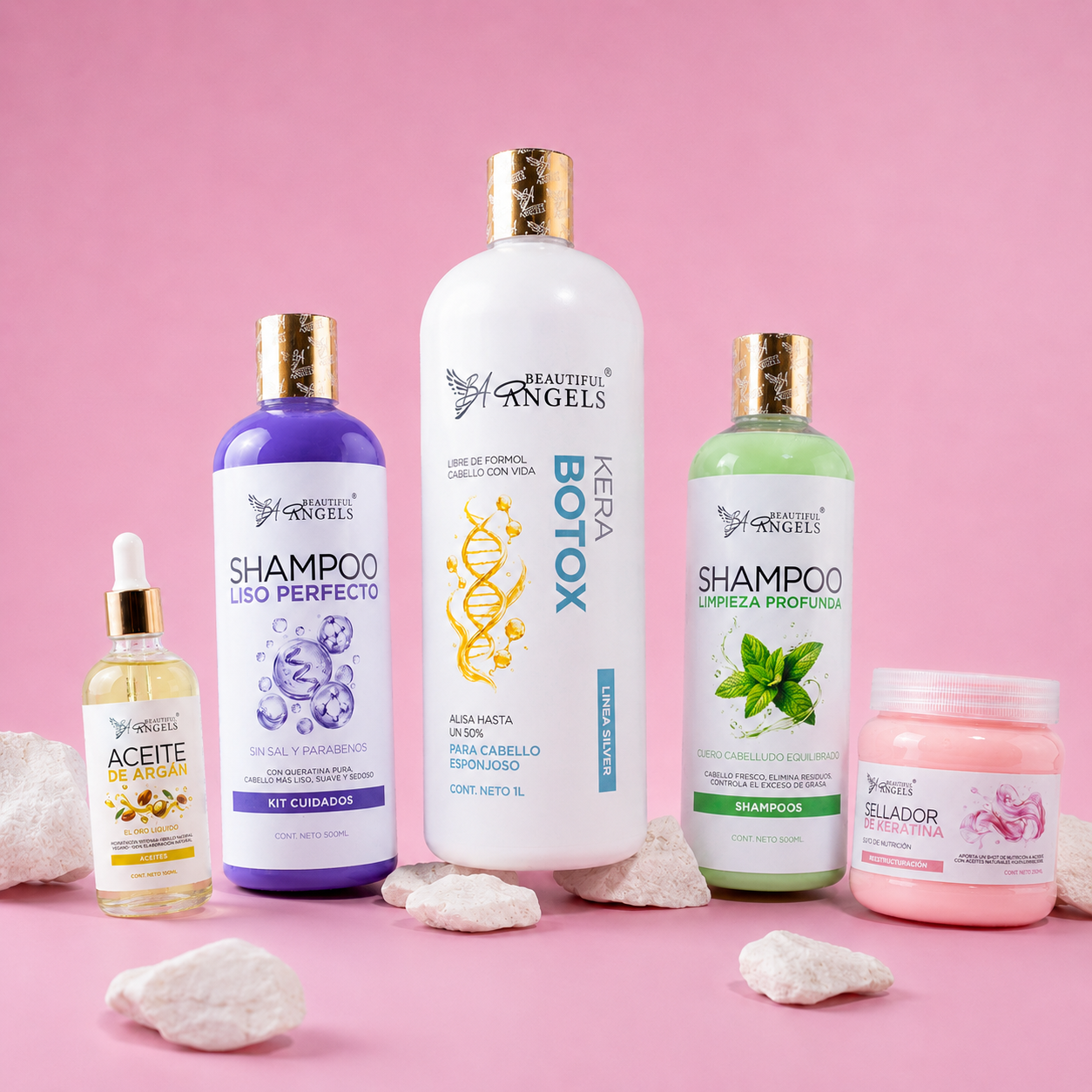 Kit Kerabotox Silver 1L + Shampoo Limpieza Profunda 500ML + Shampoo Liso Perfecto 500ML + Sellador 250ML+ Aceite de Argan 100ML