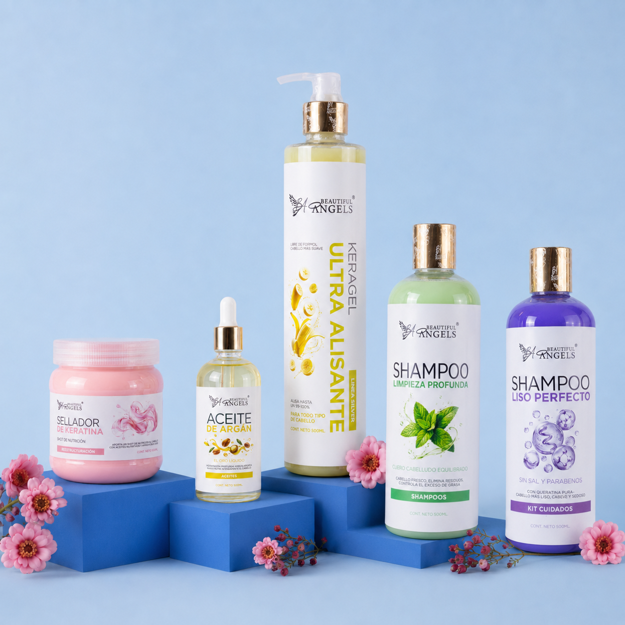 Kit Keragel Silver 500ML+ Shampoo Limpieza Profunda 500ML+ Shampoo Liso Perfecto 500ML + Sellador 250ML+ Aceite de Argan 100ML