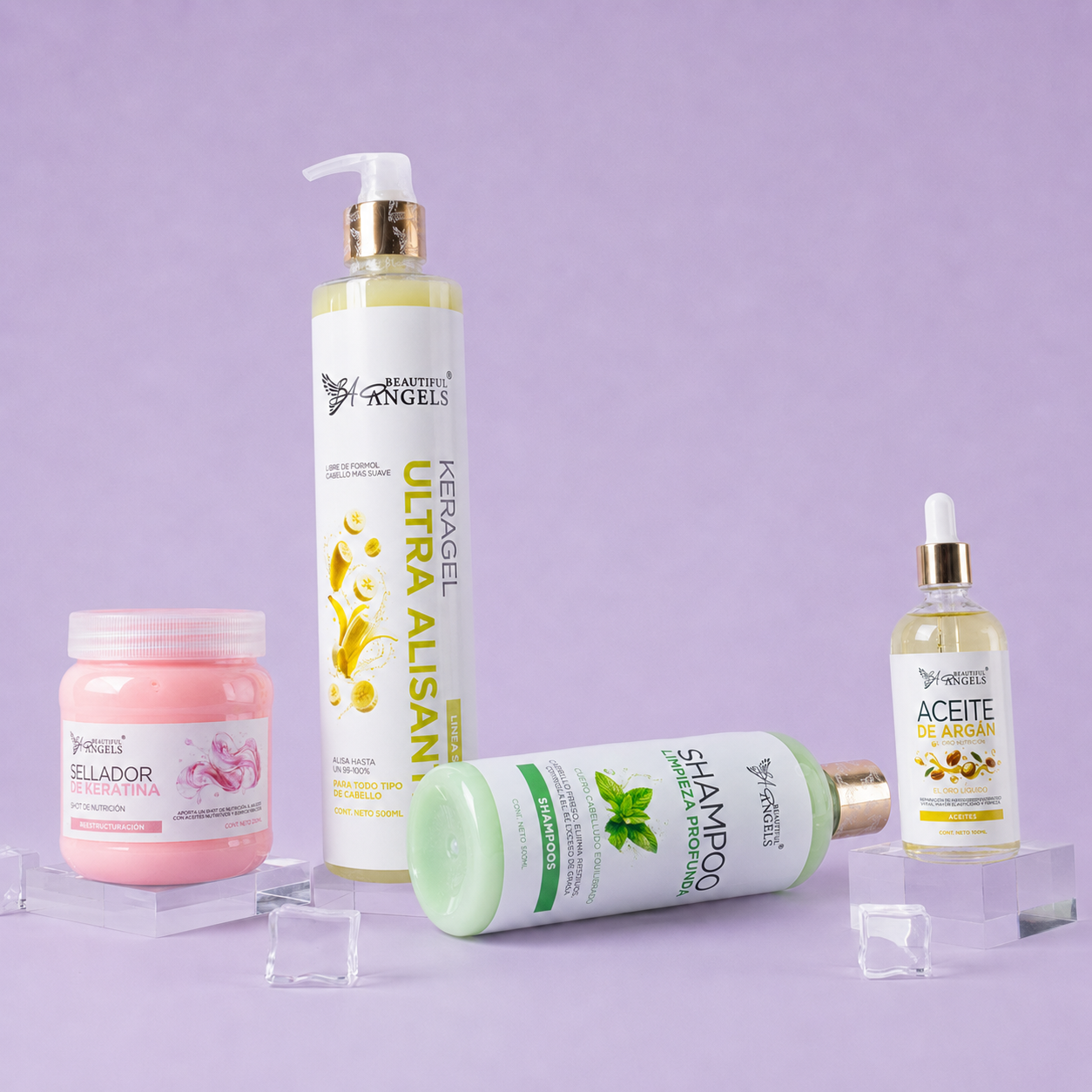 Kit Keragel Ultra Alisante Silver 500ML + Shampoo Limpieza Profunda 500ML + Sellador de Keratina 250ML + Aceite de Argán 100ML
