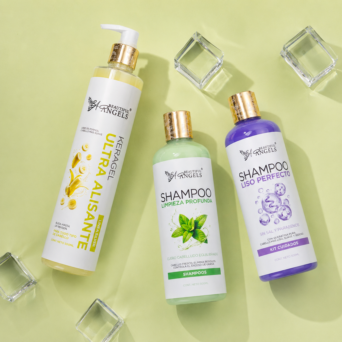 Kit Keragel Silver 500 ML + Shampoo Limpieza Profunda 500 ML + Shampoo Liso Perfecto 500 ML