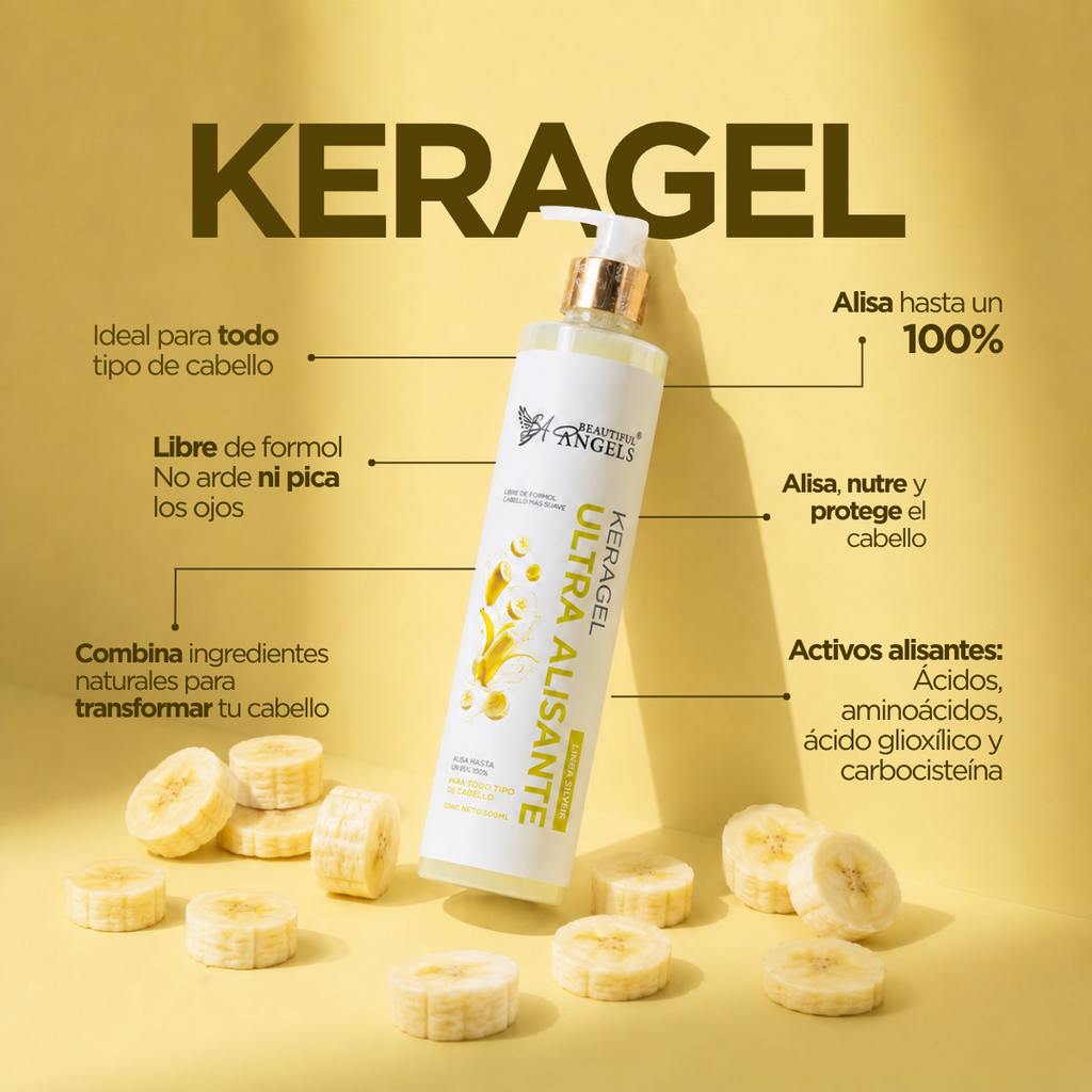 Kit Profesional Keragel Ultra Alisante Silver Beautiful Angels 500ml- Nutre y Fortalece la Fibra, Brillo Intenso, Control de Humedad