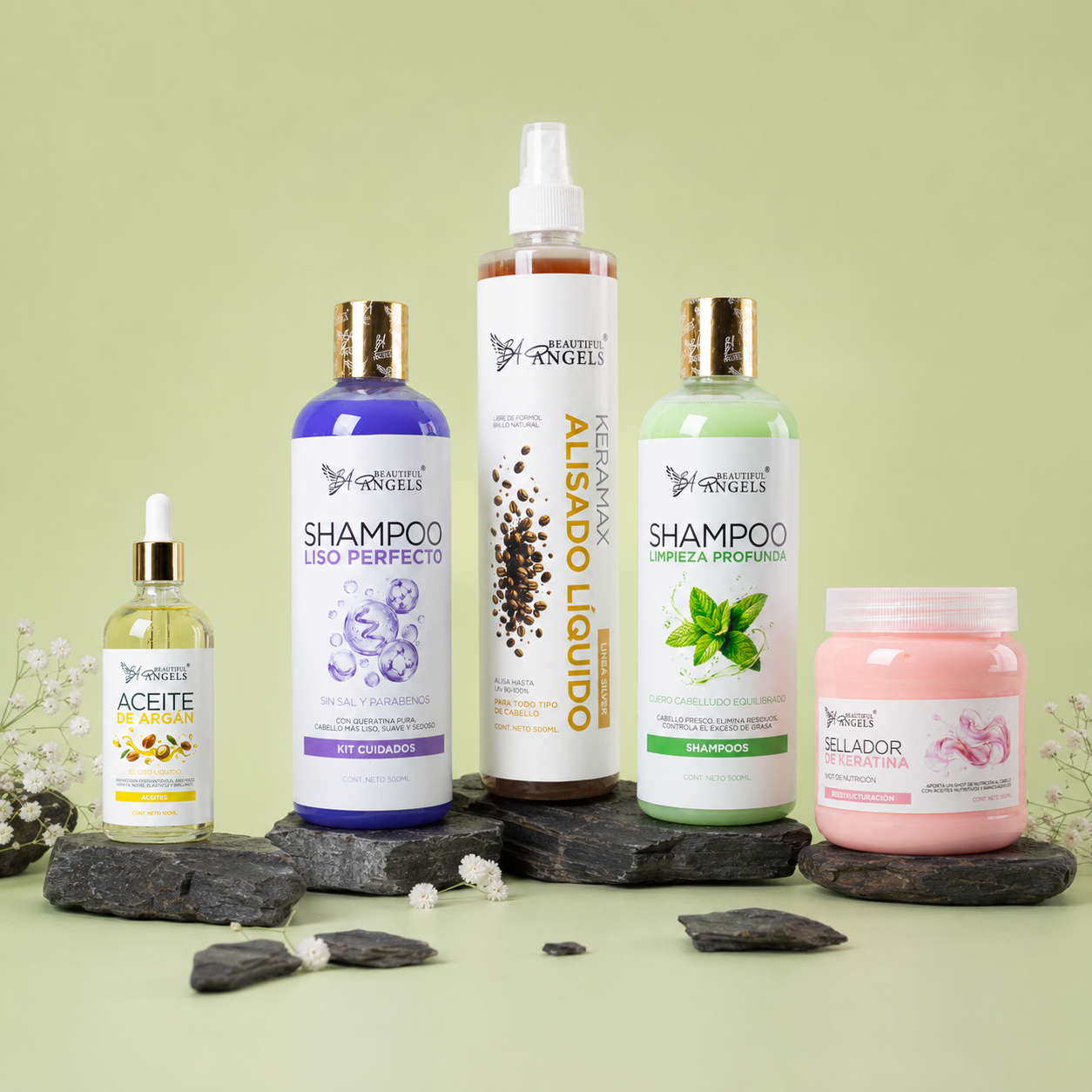 Kit Keramax Silver 500ML + Shampoo Limpieza Profunda 500ML+ Shampoo Liso Perfecto 500ML + Sellador 250ML+ Aceite de Argan 100ML