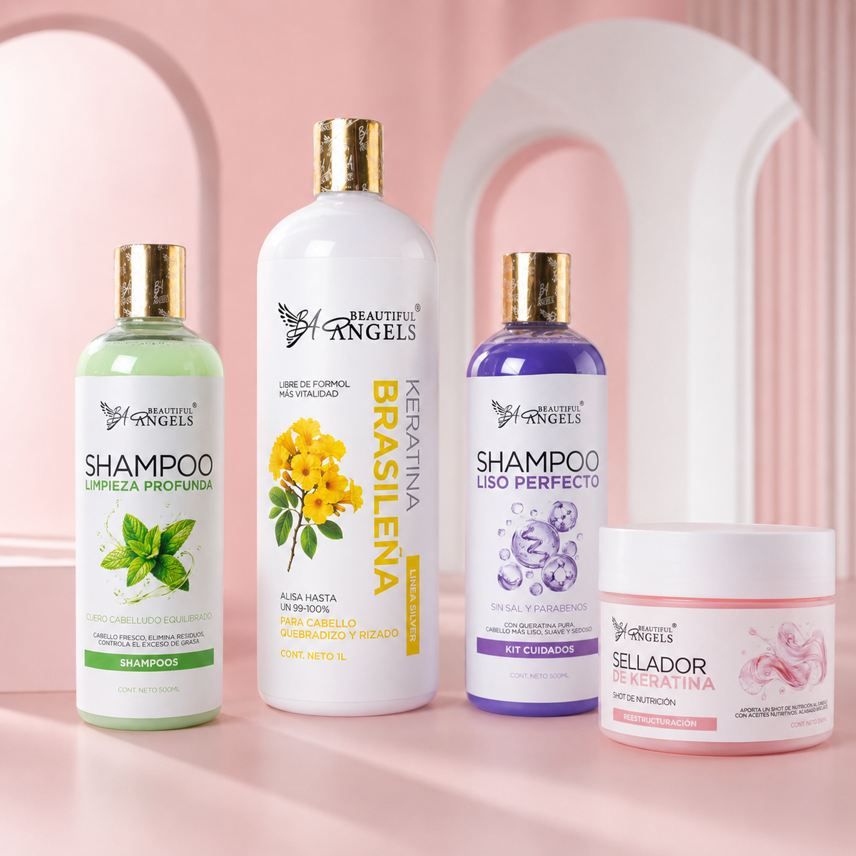 Kit Keratina Brasileña Silver 1L + Shampoo Capilar Liso Perfecto 500ML + Shampoo Capilar Limpieza Profunda 500ML + Sellador de Keratina 250ML
