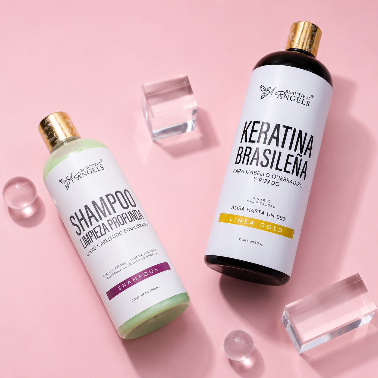 Kit Keratina Brasileña Gold + Shampoo Limpieza Profunda: La solución profesional para un cabello rebelde, con frizz y difícil de controlar