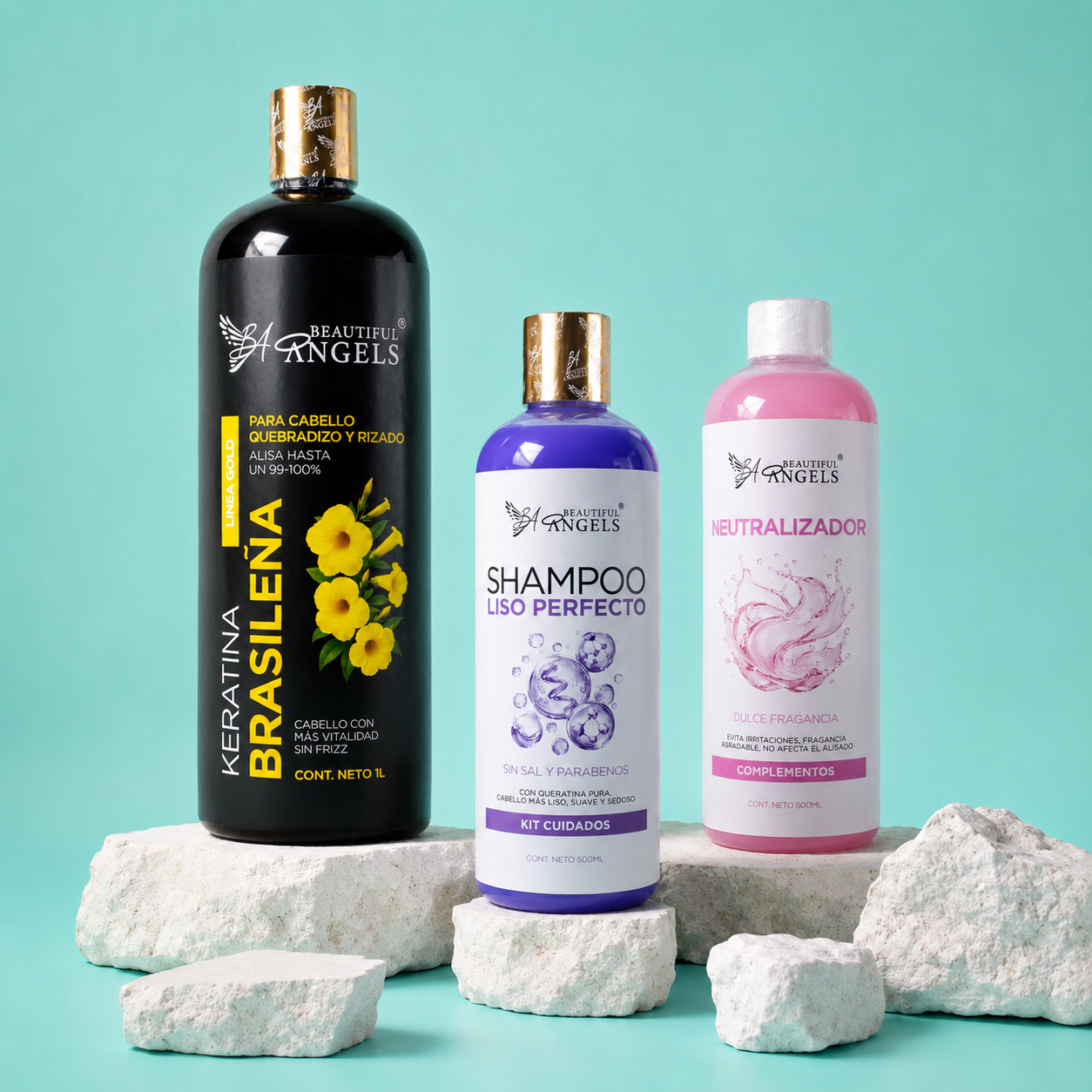 Kit Keratina Brasileña Gold 1L + Shampoo Liso Perfecto 500ML + Neutralizador 500ML