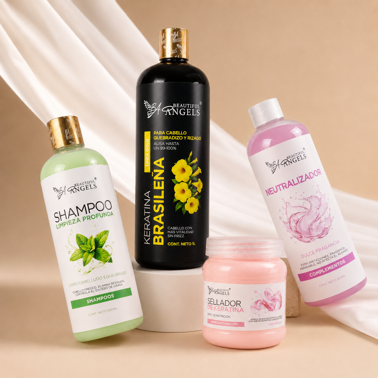 Kit Keratina Brasileña Gold 1L + Shampoo Limpieza Profunda 500ML + Neutralizador 500ML + Sellador de Keratina 250ML