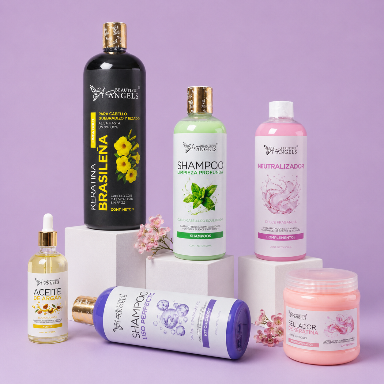 Kit Keratina Brasileña Gold 1L+ Shampoo Limpieza Profunda 500ML + Shampoo Liso Perfecto 500ML + Neutralizador 500ML + Sellador de Keratina 250ML + Aceite de Argán 100ML