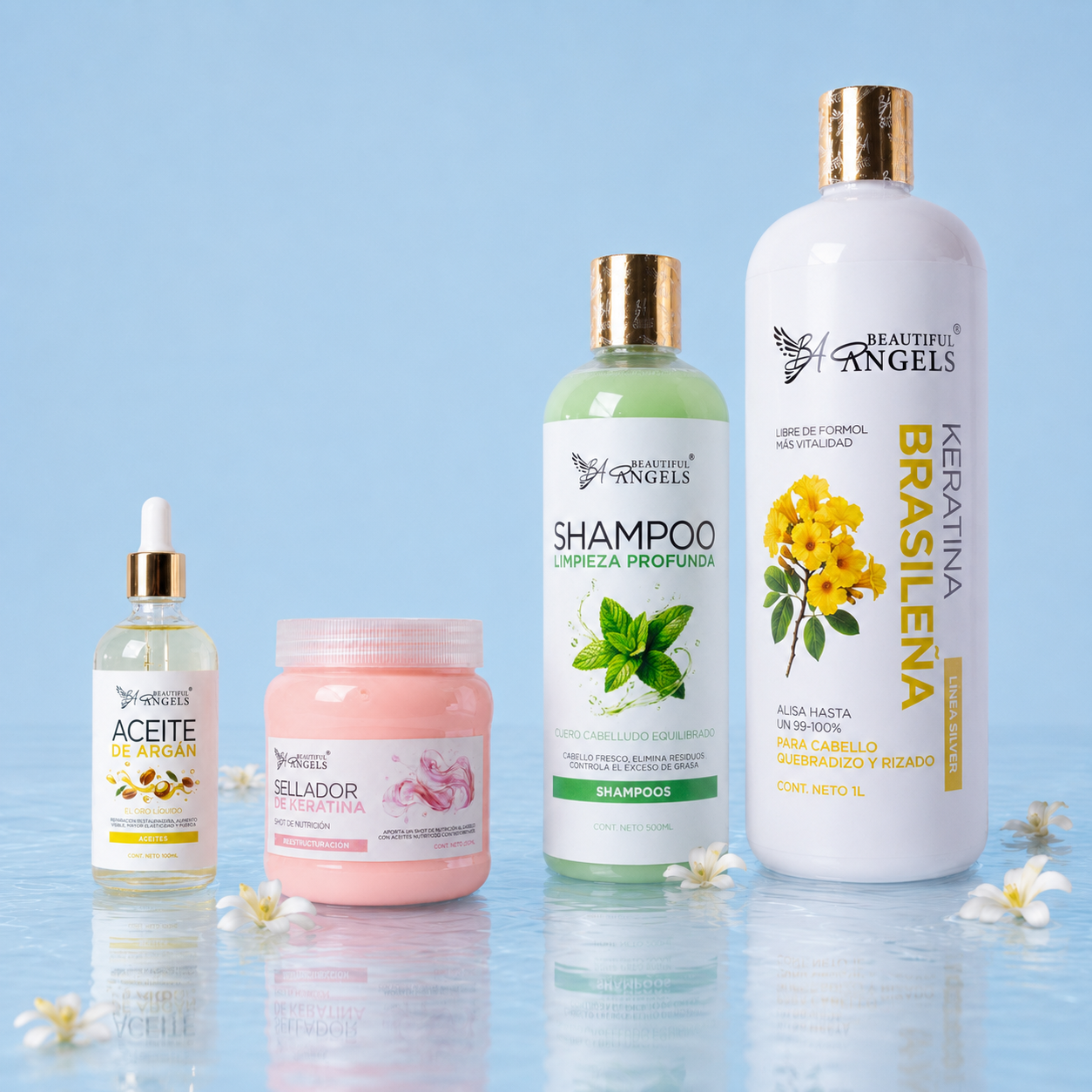 Kit Keratina Brasileña Silver 1L + Shampoo Limpieza Profunda 500ML + Sellador de Keratina 250ML + Aceite de Argán 100ML