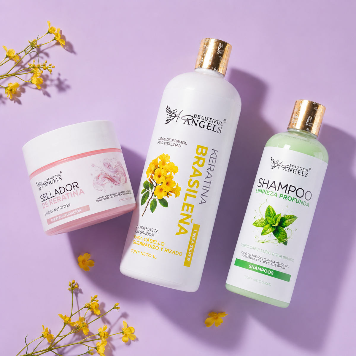 Kit Keratina Brasileña Silver 1L + Shampoo de Limpieza Profunda 500ML + Sellador de Keratina 250ML