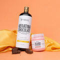 Kit Keratina Chocolate Gold + Sellador de Keratina: Liso Brillante, Aroma a Chocolate y Control de Frizz por Meses
