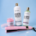 Kit Keratina Chocolate Silver + Shampoo Limpieza Profunda + Sellador + Plancha Beautiful Angels Profesional