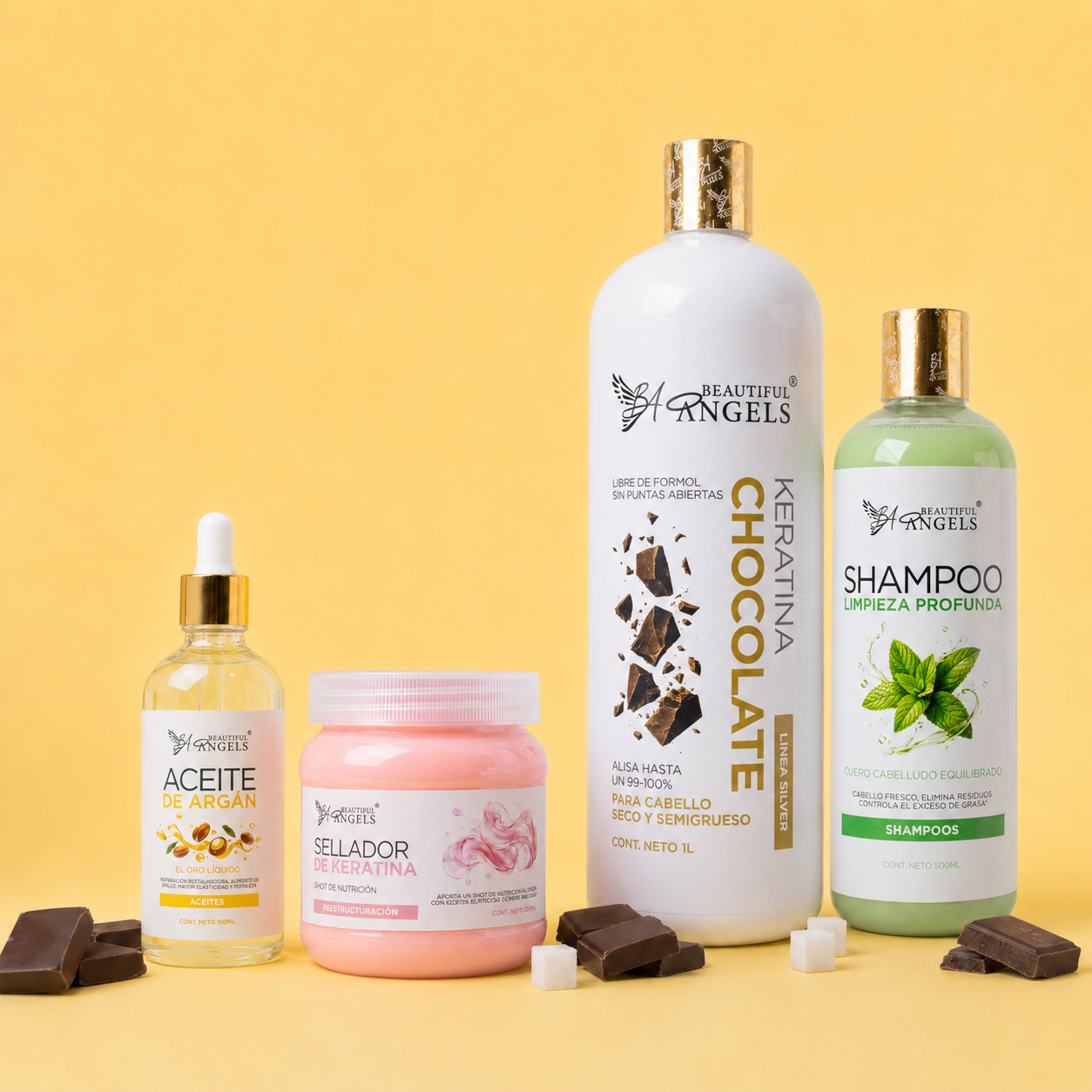 Kit Keratina Chocolate Silver 1L + Shampoo Limpieza Profunda 500ML + Sellador de Keratina 250ML + Aceite de Argán 100ML