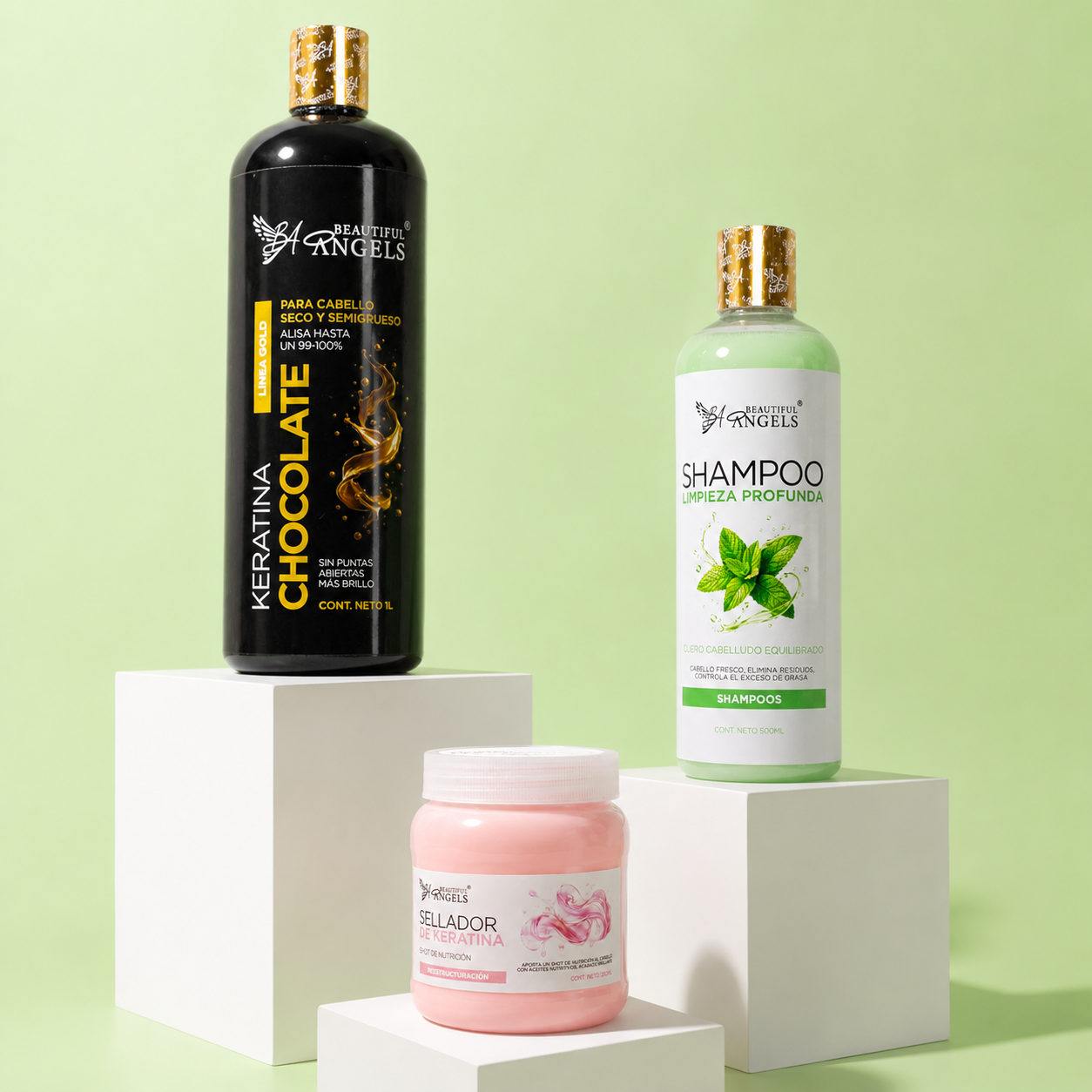 kit keratina chocolate Gold 1L + shampoo limpieza profunda 500ml + sellador 250ml